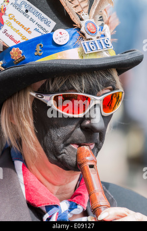 Black Face Border Style Morris Lady at Annual Sweeps Festival Rochester Stock Photo