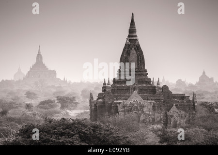 South East Asia Myanmar Burma Bagan Pagan temples stupas at dawn in the archaeolgical site Stock Photo