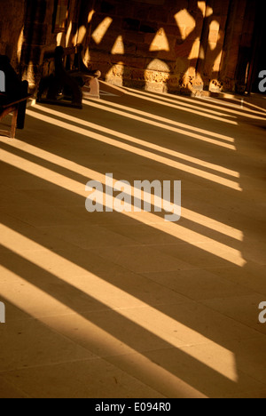 Shafts of light in cloisters, Durham Cathedral Stock Photo