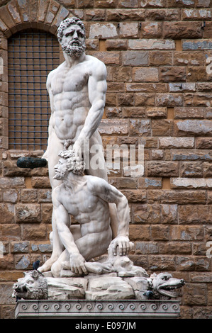 Statue of Hercules and Cacus by Bartolommeo Bandinelli in Piazza della Signoria Florence Italy Stock Photo