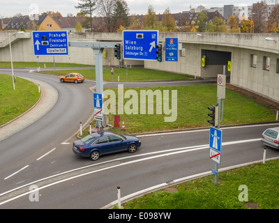 Austria, Linz, town highway. Tunnel fue noise reassurance in the Bindermichel on highway A7., oesterreich, Stadtautobahn. Tunnel Stock Photo