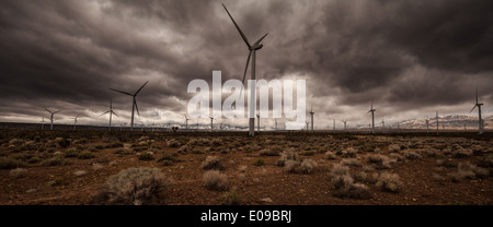 Wind Turbines in Desert Stock Photo