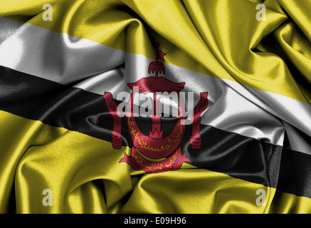 Satin flag  three dimensional render  flag of Brunei Stock Photo