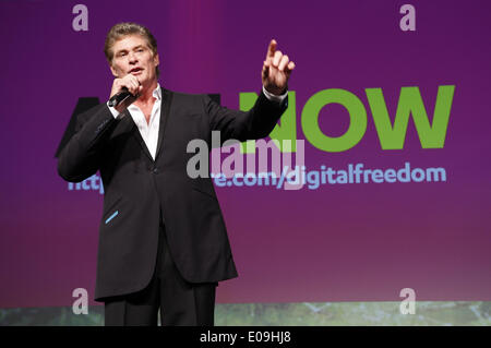 American actor and singer David Hasselhoff at the Media Convention re:publica in Berlin, Germany. On May 6, 2014./picture alliance Stock Photo