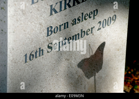 Grave of still-born child. 'Born Asleep' Stock Photo