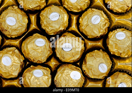 Ferrero Rocher Belgian Chocolates with Hazelnuts Stock Photo