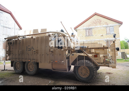 Mastiff is a heavily armored, 6 x six-wheel-drive patrol vehicle which carries eight people, plus two crew. Stock Photo