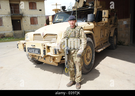 Husky is a new protected support vehicle, providing commanders with a highly mobile and flexible load carrying vehicle. Stock Photo