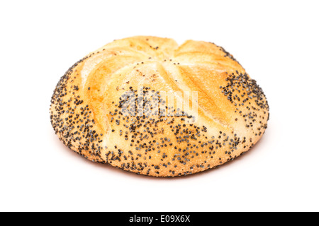 Kaiser Roll With Poppy Seeds Isolated Stock Photo