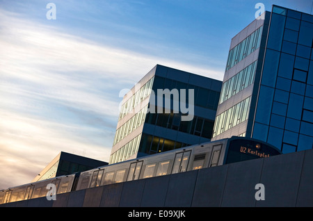 Subway Train of Vienna at dusk Stock Photo