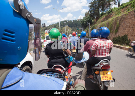 Moto taxis in Kigali, Rwanda Stock Photo