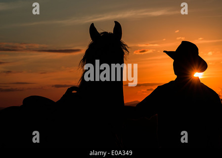 Brazilian Cowboy at sunset Stock Photo