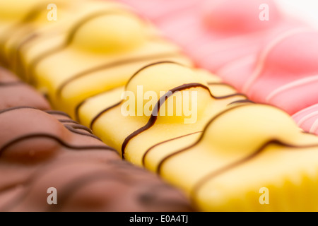 A series on French Fondant Fancies, a type of Petit Four Stock Photo