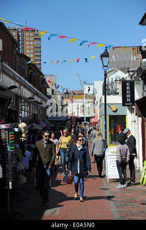 Shopping in Kensington Gardens part of the North Laine bohemian district of Brighton UK Stock Photo