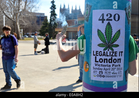 Images from the annual 420 pro cannabis day held in London, Ontario on the 20th April 2014. Stock Photo