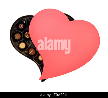 Heart shaped box of chocolates the perfect gift for your loved one on Valentines Day or Chocolate lovers Stock Photo