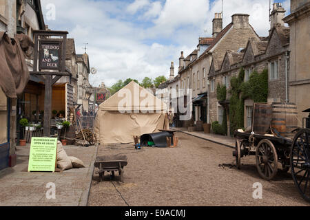 Corsham, Wiltshire, UK. 7th May, 2014. The High Street of Corsham is turned into 18th Century Cornwall for the filming of the new BBC period drama Poldark. England, UK Stock Photo