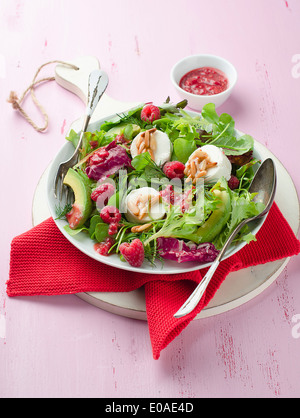 Mixed leaf salad with goat’s cheese Stock Photo - Alamy