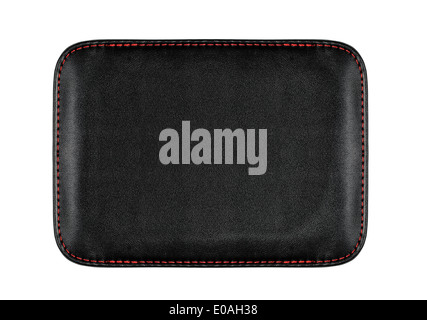 Leather case with red thread stitches isolated on white background  Stock Photo