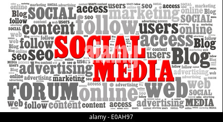 word cloud of Social Media and other releated words Stock Photo