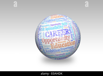 Career in word cloud on 3d sphere  Stock Photo