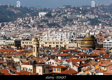Old City Center of Nice, Tele Shot, Alpes Maritimes, Provence, French Riviera, Mediterranean, France, Europe,  Stock Photo