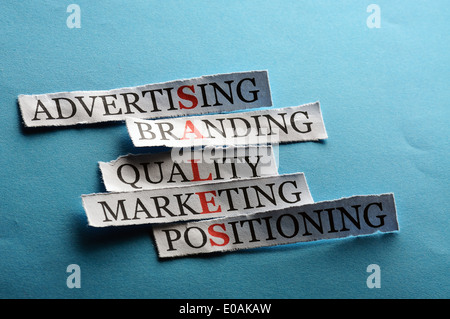 Sales acronym in business concept, words on cut paper hard light Stock Photo