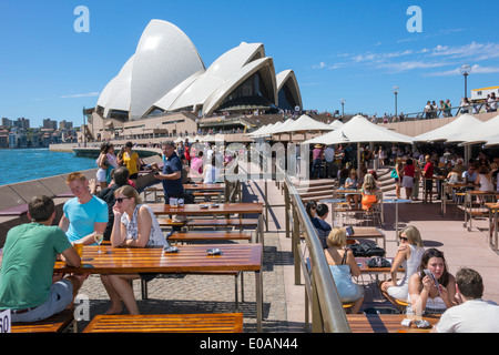 Sydney Australia,New South Wales,Sydney Harbour,harbor,East Circular Quay,Sydney Opera House,promenade,Opera Bar,restaurant restaurants food dining ea Stock Photo