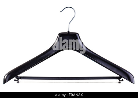 a black plastic clothes hanger isolated over a white background Stock Photo