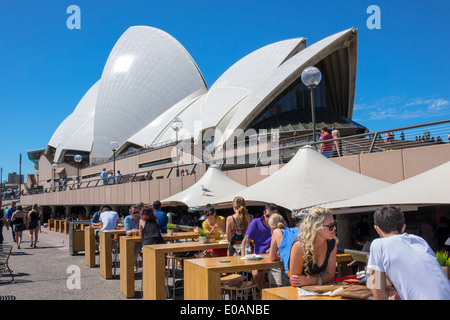 Sydney Australia,Sydney Harbour,harbor,East Circular Quay,Sydney Opera House,promenade,Opera Bar,restaurant restaurants food dining cafe cafes,al fres Stock Photo