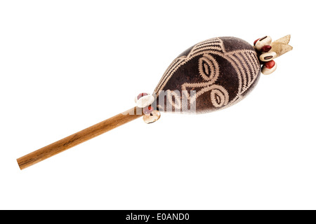 an african shaman rattle isolated over a white background Stock Photo