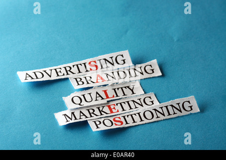 Sales acronym in business concept, words on cut paper hard light Stock Photo