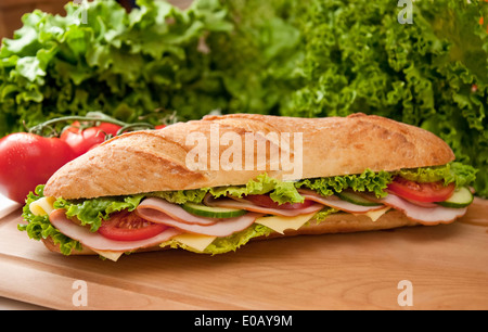 Large delicious sandwich with fresh produce Stock Photo
