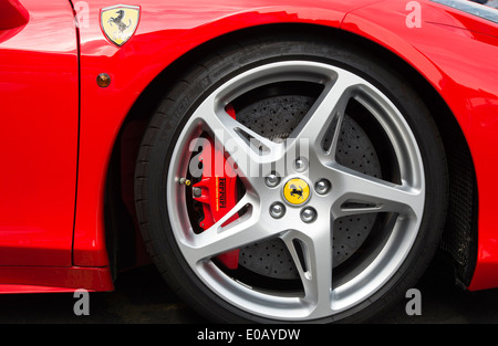 Ferrari 458 Italia wheel showing brake caliper Stock Photo