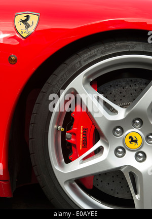 Ferrari 458 Italia wheel showing brake caliper Stock Photo