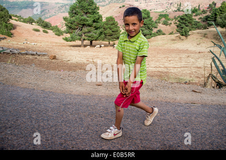 Portrait of a boy in the Moroccan Atlas Mountains, Morocco. Stock Photo