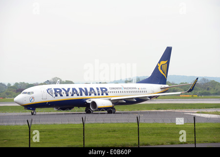 A Ryanair Boeing 737 taxiing at Manchester Airport. Stock Photo