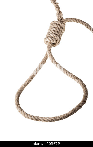 a noose made with a hemp rope isolated over white background Stock Photo