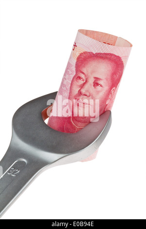 Tools and bank notes chinese yuan