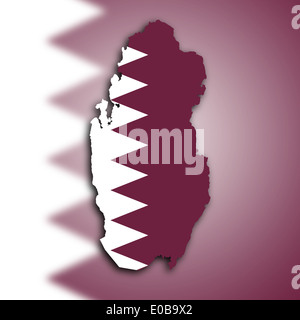 Map of Qatar filled with the national flag Stock Photo