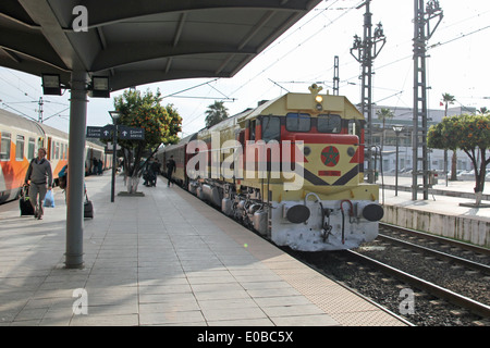 Freight train in the station. The Fes Railway station is the main station in the Moroccan city of Fes. Stock Photo