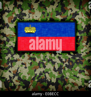 Amy camouflage uniform with flag on it  Liechtenstein Stock Photo
