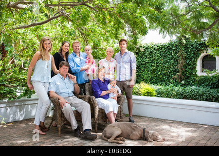 Multi generation family portrait taken on family winery Stock Photo