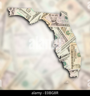 Map of Florida  filled with many dollars Stock Photo