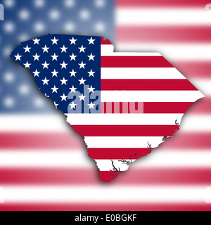 Map of South Carolina filled with the national flag Stock Photo - Alamy