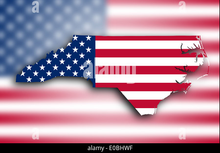 Map of North Carolina filled with the national flag Stock Photo - Alamy