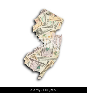 Map of New Jersey filled with US dollars Stock Photo