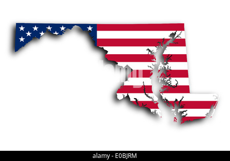 Map of Maryland filled with the national flag Stock Photo - Alamy