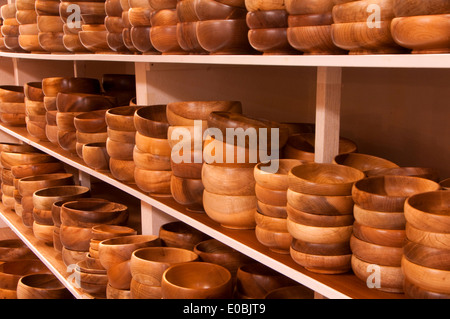 Myrtlewood bowls, House of Myrtlewood, Coos Bay, Oregon Stock Photo