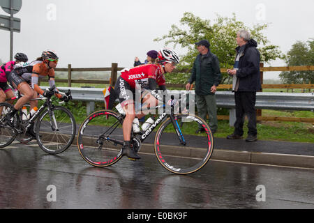 Hinckley to Bedford, UK. 8th May 2014. Friends Life. Women's Tour Cycle Race. Distance 118.5 km / 73.7 mile. Brings world-class women's cycling to the UK in the country's first ever international stage-race with 95 riders. no 71 POOLEY Emma of GB riding for team Lotto Belisol Ladies. Hardwater Crossing. Great Doddington Northampton with a distance to finish 36.8km / 22.9 miles Credit:  Keith J Smith./Alamy Live News Stock Photo